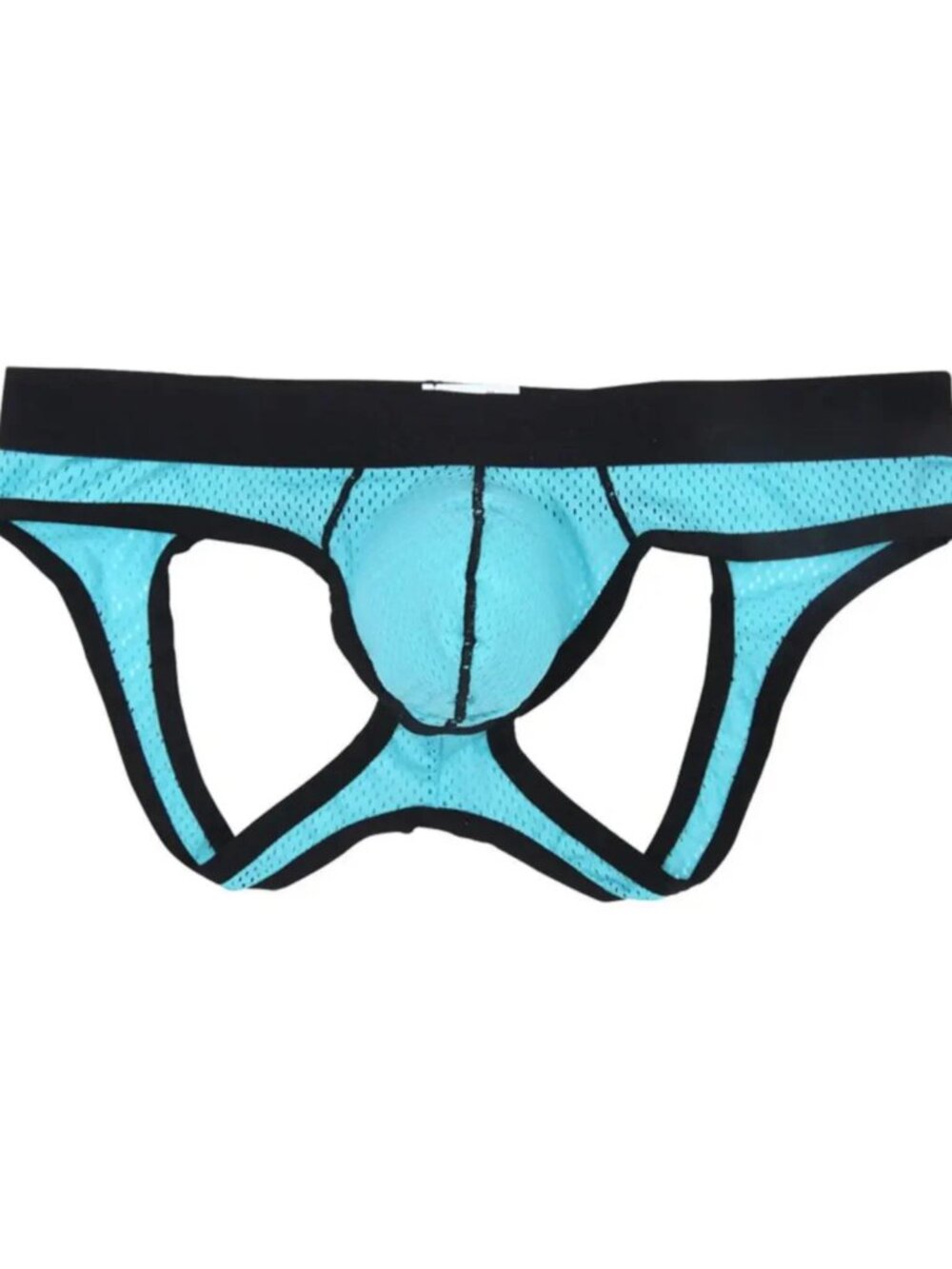 New In Bag KarenSpace Mesh Jock Strap Briefs, Size Medium teal with Black